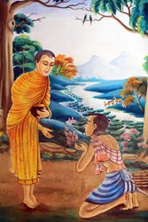 Pintura retratando a história de vida de Shakyamuni Buda. Wat Naxai. Vientiane. Laos, 20151106, Vientiane, Laos.