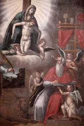 Pintura na Igreja Tricase : São Marcos escrevendo o Evangelho, Tricase, Itália