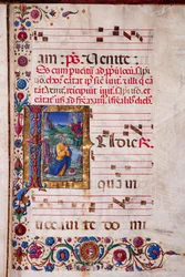 Biblioteca Piccolomini: Livro Coro, cód. 7.G, ss. 40v com “Visão de Jeremias”, de Guidoccio Cozzarelli.