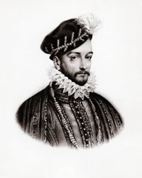 Retrato de Carlos IX (1560-1574) Rei de França, gravura, sd.