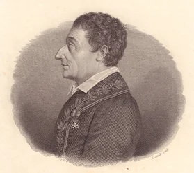 Retrato do matemático e astrônomo italiano Joseph-Louis Lagrange, ou Giuseppe Lodovico Lagrangia (1736-1813), gravura em cobre de Locatelli a partir de medalha
