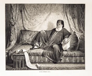 Retrato de Mehemet Ali (1769-1849) Ilustração do Vice-Rei do Egito do Atlas do Egito