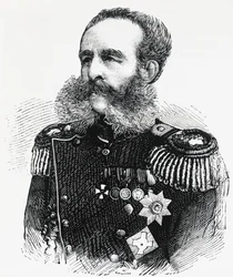 Retrato do Príncipe Dmitry Ivanovich Sviatopolk-Mirsky (1825-1899), general russo, gravura