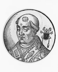 Retrato de Santo Agatho (575-681), 79º Papa da Igreja Católica de 678, gravura