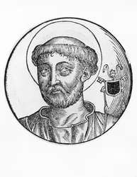 Retrato de São Lúcio I (falecido em 254), 22º Papa da Igreja Católica de 253, gravura