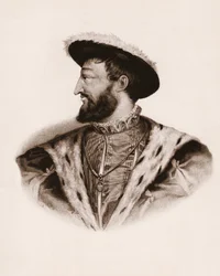 Retrato do rei de França François I (1494-1547) Gravura do século XIX