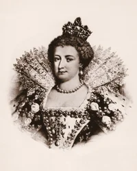 Retrato da rainha de França Marie de Medicis (1576-1642) Gravura do século XIX