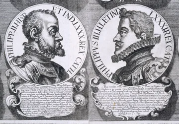 Retratos de Filipe II e Filipe III de Espanha (litho)