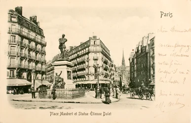 Postal/Place Maubert/Statue Etienne Dolet/Paris/Seine/Ile de France/France