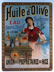 Cartaz publicitário do azeite produzido em Nice, França