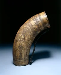 Frasco de pó, final dos anos 1700 e 1800