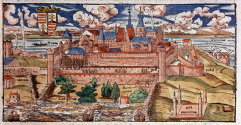 Buda (Hungria) reforçada, c. 1550 (gravura)