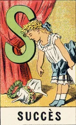 S : Sucessos - Gravura extraída de ABCD des petites filles. Pellerin & Cie, editora de impressoras, Epinal, por volta de 1890. Serie A. Dimensões : 19 x 13,5 cm.