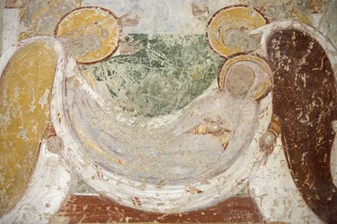 Pintura românica da abadia de Saint-Savin: enterro, Saint-Savin-sur-Gartempe, França