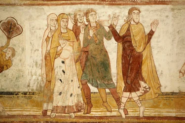 Saint-Savin sur Gartempes abadia da igreja Nave pintura abóbada: Abraão separado de seu sobrinho Loth (Gen 13, 8-9) Saint-Savin France