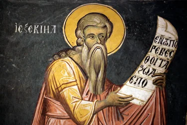 Santo Ezechiel Byzantin fresco do mosteiro de Agios Ioannis Lampadistis, São João Lampadistis Chipre século XI Igrejas pintadas UNESCO site Troodos, Chipre