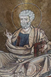 São Pedro Mosaico no interior da catedral Santa Maria Nuova Século XII Monreale, Sicília