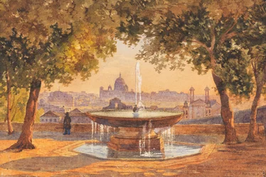 Salomon Corrodi Vista de Roma a partir da fonte da Villa Medici