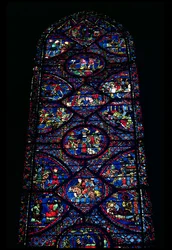 Cenas da Vida de Carlos Magno (747-814) do ambulatório, c.1215-35 (vidro manchado) (ver também 98071)