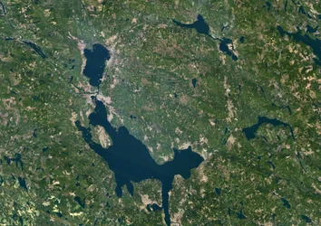 Siljan Meteor Impact Crater, Suécia, True Colour Satellite Image