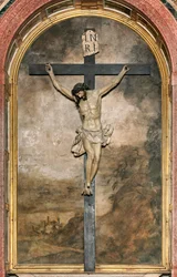 Transept Sul, Altar do Crucifixo, Angelo Nani e Carlo Natali 1641, Wooden Cocifix de Giacomo Bertesi 1687, Catedral de Santa Maria Assunta, Catedral, Cremona, Lombardia, Itália (foto)