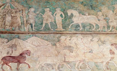 Spain, Aragon, Saragossa, Aljaferia Palace, Fresco detail