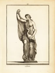 Estátua de Leda, princesa etoliana depois rainha de Esparta, seduzida por Zeus sob a forma de cisne.