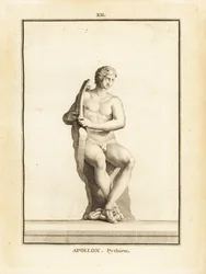 Estátua de Pythian Apollo, padroeiro de Delfos, com lira
