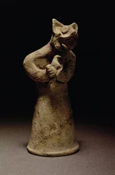 Estatueta de um Demônio de Cabeça de Leão, Mesopotâmia, c.5000-1000 a.C. (terracota)