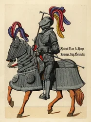 Fato de armadura de chapa gravada e bardo de cavalo, reinado do rei Henrique VIII