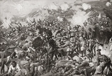 A Batalha de Spion Kop, Rio Tugela, Natal, África do Sul, 2324 de janeiro de 1900 durante a segunda guerra bôer.