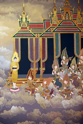 A Vida do Buda, Afresco de parede, Templo Wat Botum, Phnom Penh, 2022 (foto)