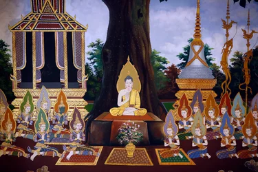 A Vida do Buda, Afresco de parede, Templo Wat Botum, Phnom Penh, 2022 (foto)