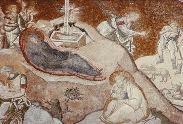A Natividade, do Mosteiro de Chora, Bizantina, século XIV (mosaico) (para detalhes ver 119256)