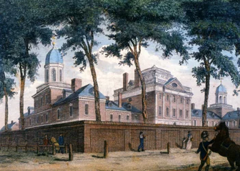 O Hospital da Pensilvânia em Filadélfia, c.1800 (gravura)