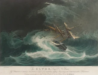 O navio Clyde, ao largo de Point Natal () , apanhado pela tempestade de 1 de novembro