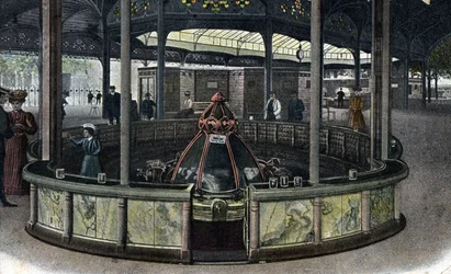 Turismo termal: a fonte de la sainte Grille a Vichy, Allier 1905 ca. (Turismo termal: a fonte de Sainte-Grille em Vichy, França