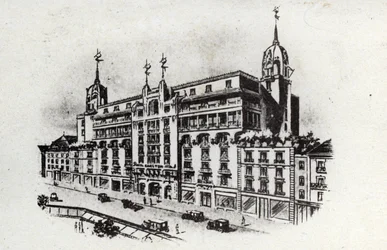 Turismo termal: vista do hotel Carlton em Vichy, França, c.1905 (postal)
