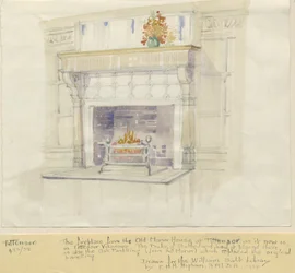 Tittensor - Lareira da Mansão: pintura a aquarela, 1938