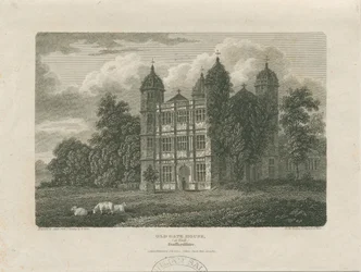 Tixall Hall - Gatehouse: gravura, 25 de novembro de 1775