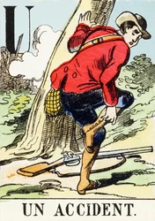 U : Un accident - The Hunting Alphabet, c.1890 (gravura)