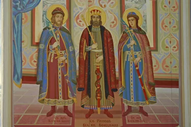 Ucrânia, Kiev, Mosteiro Ortodoxo de São Miguel (origin1108, reconst. 2001), afresco externo