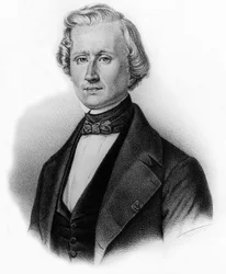 Urbain Jean Joseph Le Verrier (1811-1853) astrónomo francês e diretor do observatório de Paris, gravura de Auguste Roy