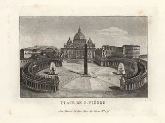 Vista da Praça de São Pedro, Piazza di S. Pietro, com a Basílica de São Pedro e o antigo obelisco egípcio.