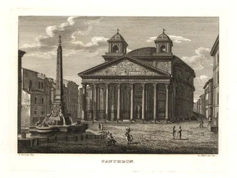 Vista do Pantheon e da Fontana del Pantheon, Roma