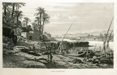 Vista do Porto de Assuão no Egipto - Ilustração do Atlas do Egipto