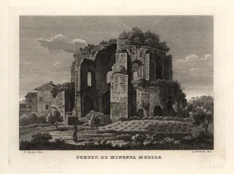 Vista do Templo de Minerva Medica, Tempio di Minerva Medica, ou ninfaeum, Roma