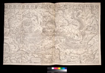 Mapa da Campanha Turca de 1529 por Johann Haselberg (fl.1514-37) e Christoph Zell (d.1590), Nuremberga