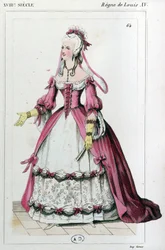 Mulher com um vestido como o de Mme de Pompadour, c. 1810 (gravura)