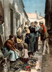 homens de trapos e ossos em Paris, c. 1900 (ilustração)